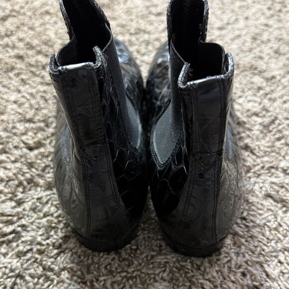 Donald Pliner Black Patent Leather Ankle Boots - Picture 3 of 5